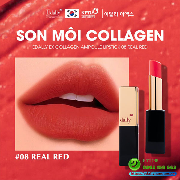 Son môi Collagen Edally EX Hàn Quốc cao cấp chính hãng màu Đỏ cam tươi trẻ