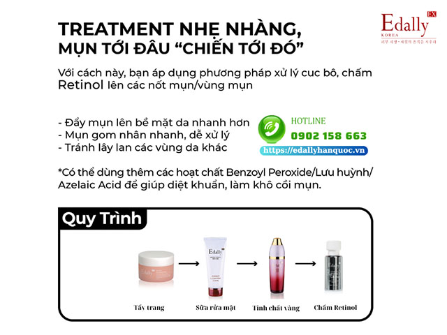 Sử dụng treatment chăm sóc da bị mụn viêm vừa và nặng theo kiểu mụn tới đâu trị tới đó