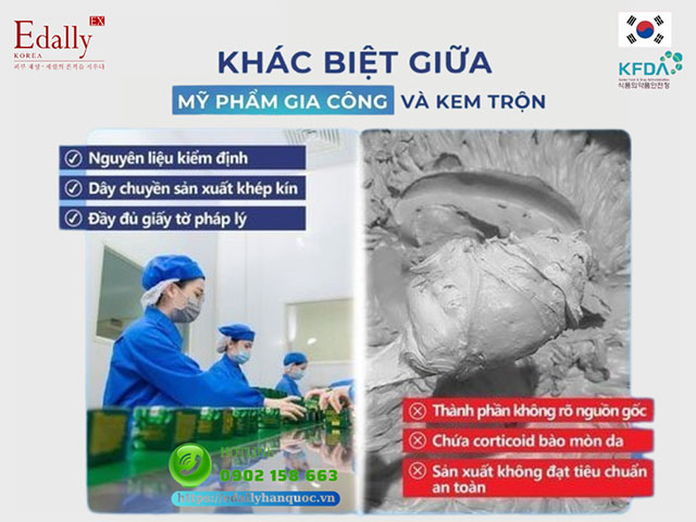 Sự khác nhau giữa mỹ phẩm gia công và kem trộn