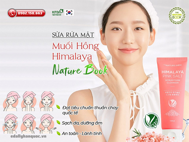 Sữa rửa mặt Muối hồng Himalaya Nature Book Hàn Quốc nhập khẩu chính hãng