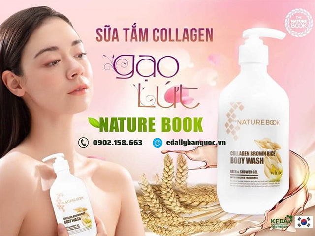 Sữa tắm collagen gạo lứt The Nature Book Hàn Quốc nhập khẩu chính hãng