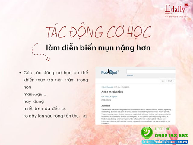 Tác động cơ học khiến mụn viêm nặng hơn