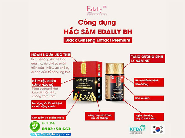 Tác dụng của Cao Hắc sâm Hàn Quốc Edally Black Ginseng Extract Premium chính hãng