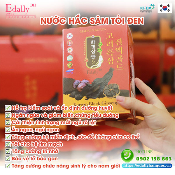 Tác dụng của Nước hắc sâm tỏi đen Edally Korean Black Ginseng Extract Gold Hàn Quốc