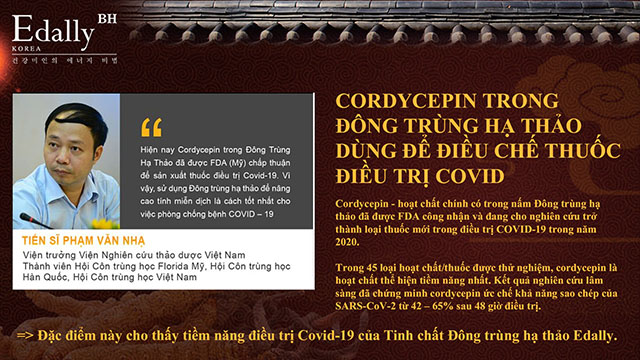 Tác dụng của Nước Tinh Chất Đông Trùng Hạ Thảo Edally Hwa Pyung Sam Hàn Quốc đối với người bị cúm A, mắc Covid - hậu Covid