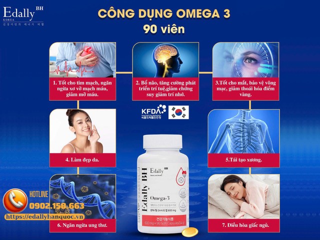 Tác dụng của Viên uống Omega-3 Edally hộp 90 viên