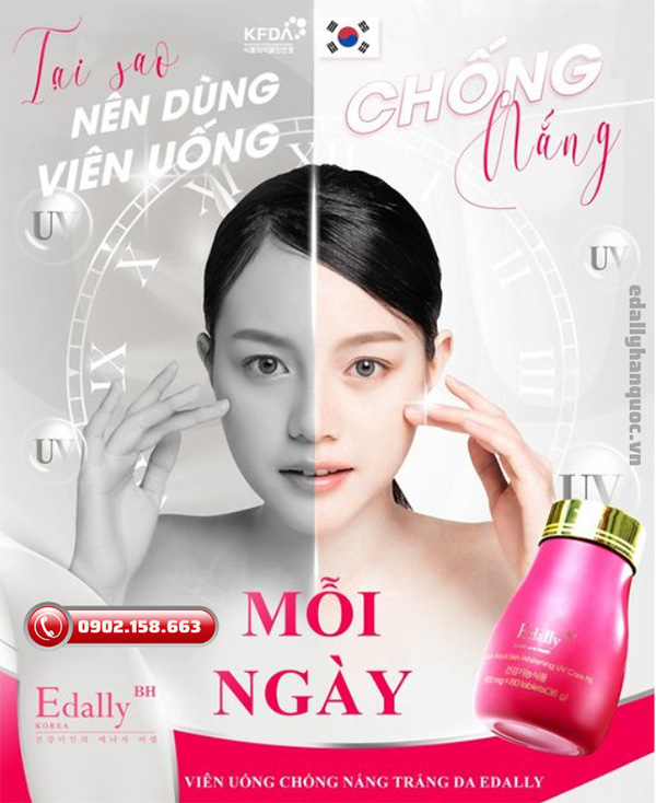 Tại sao nên dùng Viên uống chống nắng trắng da Edally BH Hàn Quốc mỗi ngày?