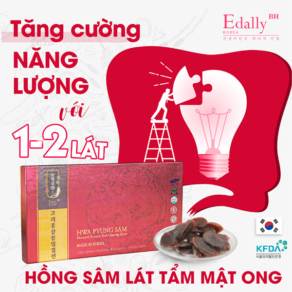 Bổ sung năng lượng cho bữa ăn sáng lành mạnh với Hồng sâm lát tẩm mật ong Edally Hwa Pyung Sam để bổ não, cường thân, tăng miễn dịch