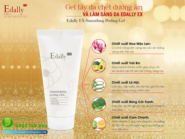 Sản phẩm Tẩy da chết dưỡng ẩm và làm sáng da Edally EX giúp làm sạch da, thanh tẩy tế bào chết, cải thiện lỗ chân lông
