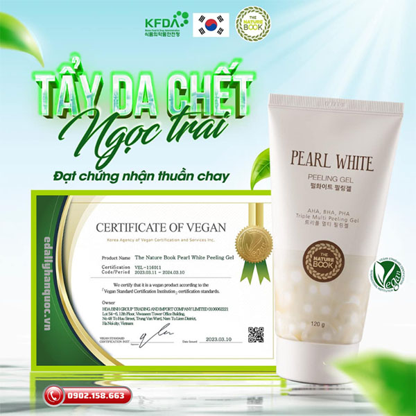 Tẩy tế bào da chết vật lý dưỡng trắng tinh chất ngọc trai The Nature Book Hàn Quốc nhập khẩu chính hãng