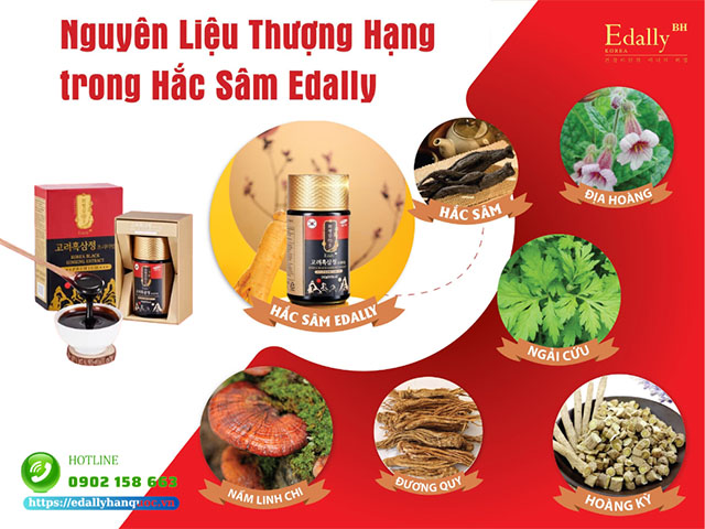 Nguyên liệu thượng hạng trong Cao hắc sâm Hàn Quốc Edally Hwa Pyung Sam Korea Black Ginseng Extract Premium