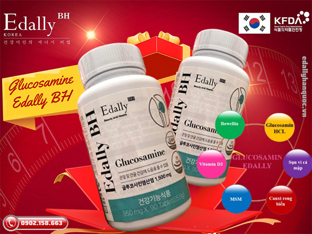 Thành phần chính của viên uống xương khớp Glucosamine Edally BH Hàn Quốc nhập khẩu chính hãng