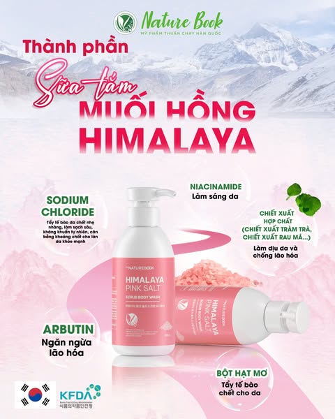 Thành phần của Sữa tắm trắng Muối hồng Himalaya The Nature Book Hàn Quốc