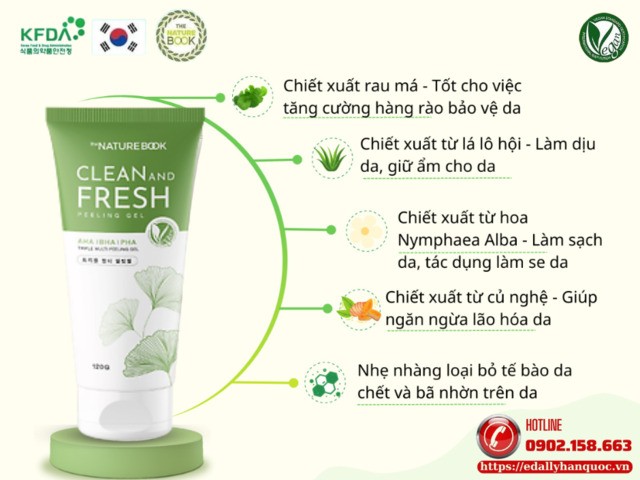 Thành phần của Tẩy Da Chết Dưỡng Ẩm The Nature Book Hàn Quốc