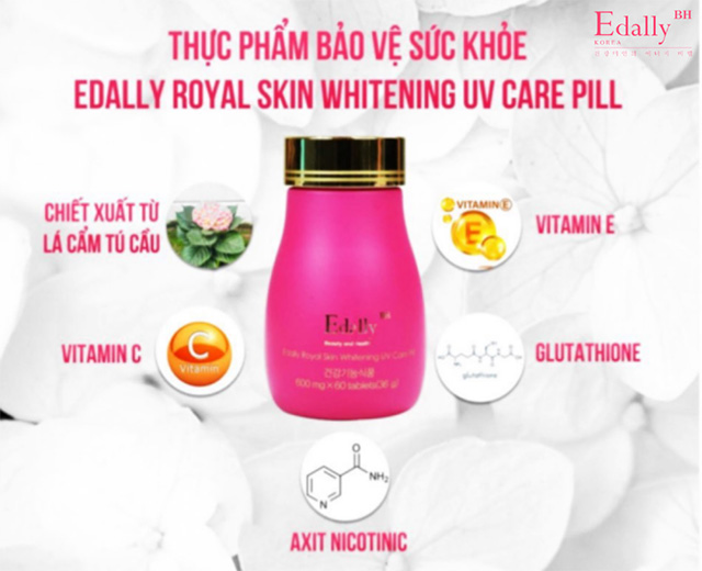 Thành phần của Viên uống trắng da chống nắng Edally Royal Skin Whitening UV Care Pill Hàn Quốc được chiết xuất 100% từ thiên nhiên