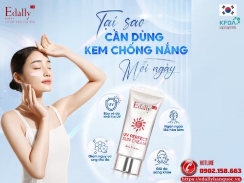 Thoa kem chống nắng ngừa nám hoàn hảo Edally EX ngay khi thức dậymỗi buổi sáng để ngăn ngừa quá trình lão hóa da