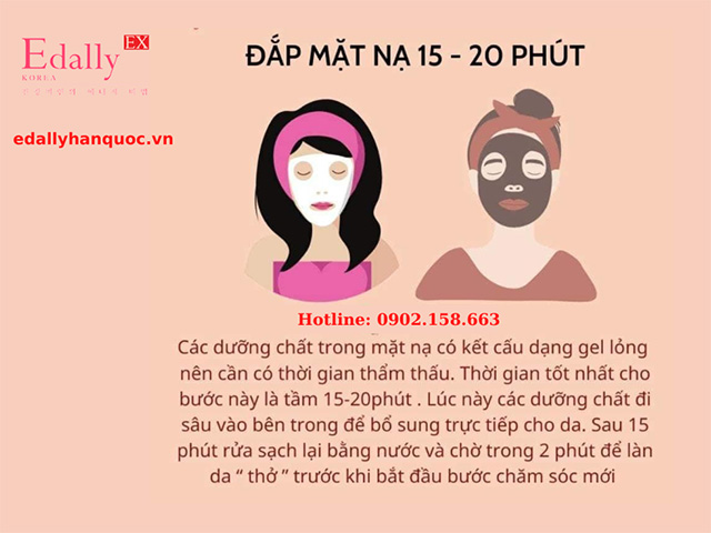 Thời gian thực hiện bước đắp mặt nạ khi skincare là từ 15 - 20 phút