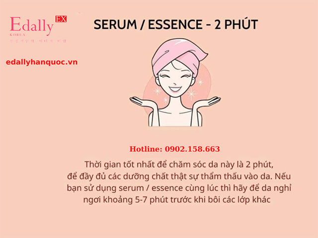 Thời gian thực hiện bước đắp Serum / Ampoule / Essence khi skincare là 2 phút