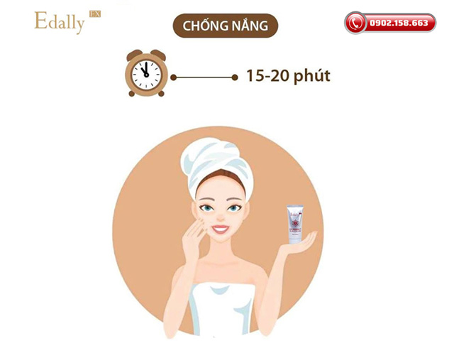 Thời gian tối thiểu để thực hiện bước chống nắng khi skincare là từ 15 - 20 phút