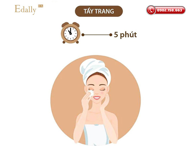 Thời gian tối thiểu để thực hiện bước tẩy trang khi skincare là 5 phút