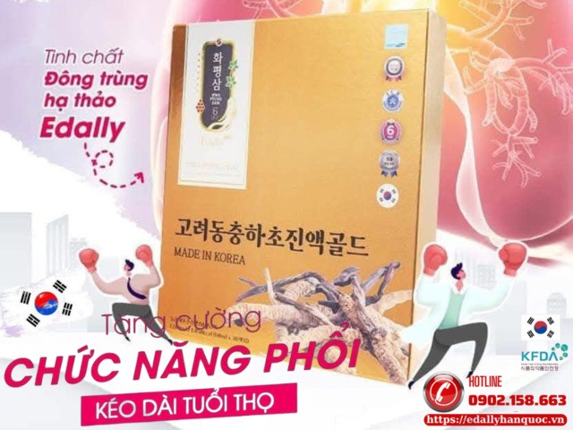 Tinh chất đông trùng hạ thảo Edally Hwa Pyung Sam - Bảo vệ cơ thể trước cúm A và tăng cường chức năng phổi, kéo dài tuổi thọ