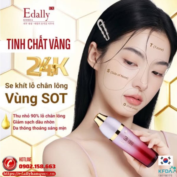 Tinh chất vàng 24K Edally EX - Giải pháp se khít lỗ chân lông vùng SOT