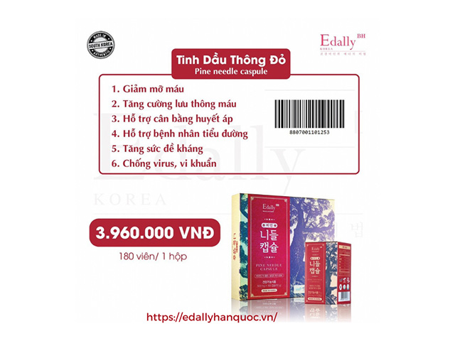 Thực Phẩm Bảo Vệ Sức Khỏe Edally BH Hàn Quốc - Tinh Dầu Thông Đỏ Hàn Quốc Edeally Pine Needle Capsule nhập khẩu chính hãng