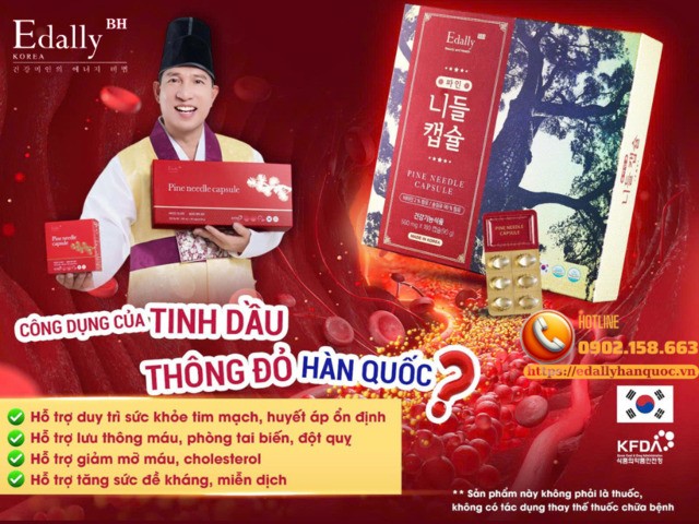 Tinh dầu thông đỏ Hàn Quốc Edally Pine Needle Capsule - Bí quyết phòng chống đột quỵ tim và đột quỵ não