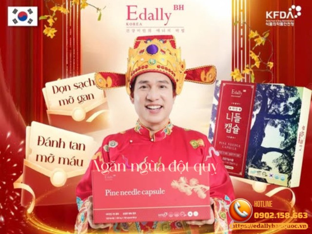 Tinh dầu thông đỏ Hàn Quốc Edally Pine Needle Capsule - Dọn sạch mỡ gan, đánh tan mỡ máu, ngăn ngừa đột quỵ sau tết nguyên đán