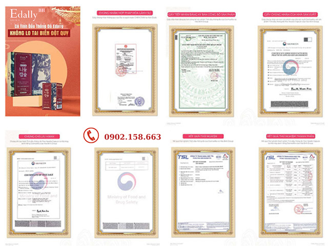 Tinh Dầu Thông Đỏ Hàn Quốc Edally chính hãng khi về Việt Nam được các cơ quan chức năng cấp đầy đủ giấy tờ chứng minh nguồn gốc và chất lượng sản phẩm