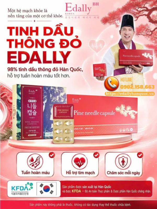 Tinh dầu thông đỏ Hàn Quốc Edally Pine Needle Capsule - Bí quyết phòng chống biến chứng thần kinh đái tháo đường