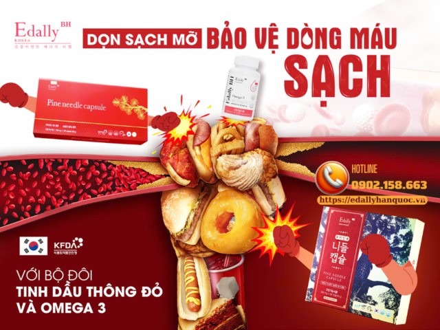 Tinh dầu thông đỏ Hàn Quốc Edally Pine Needle Capsule và Omega-3 Edally - Bộ đôi chiến binh dọn sạch mỡ máu, bảo vệ dòng máu sạch