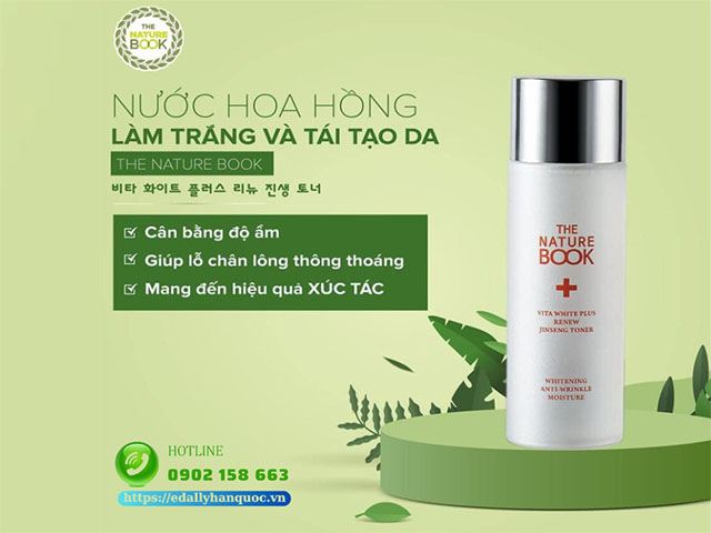 Toner dưỡng trắng hồng và tái tạo da The Nature Book Hàn Quốc nhập khẩu chính hãng cho da dầu mụn