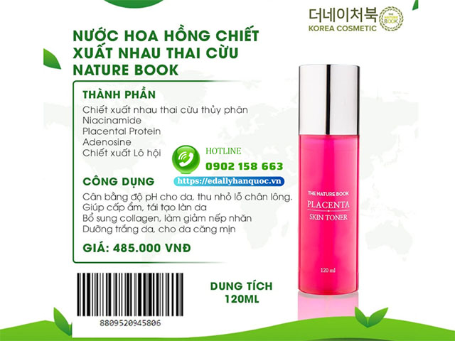 Toner Placenta The Nature Book Hàn Quốc nhập khẩu chính hãng