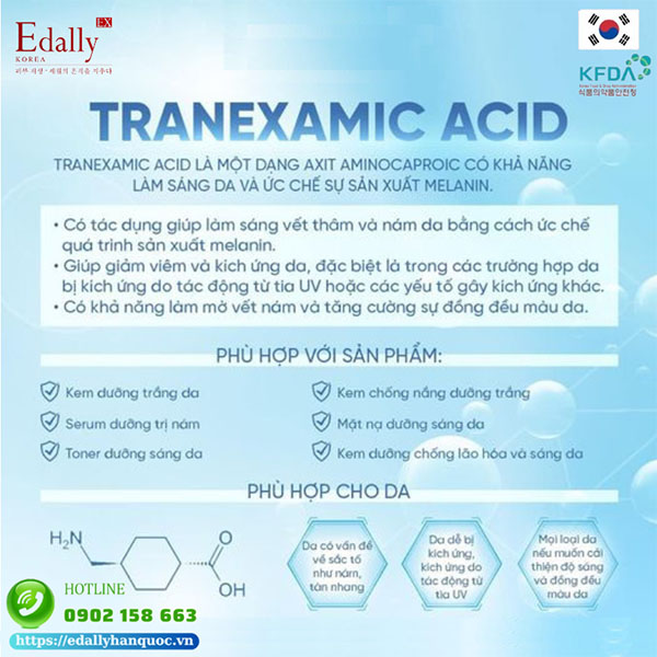 Hoạt chất Tranexamic acid trong mỹ phẩm