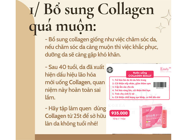 Sai lầm khi uống bổ sung collagen quá muộn