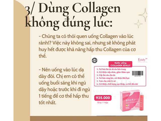 Sai lầm khi uống collagen không đúng lúc