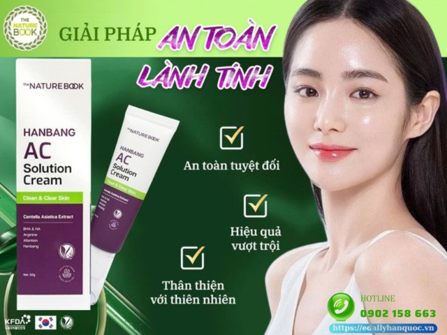 Ưu điểm của Kem ngừa mụn dưỡng ẩm han bang AC The Natue Book Hàn Quốc nhập khẩu, chính hãng