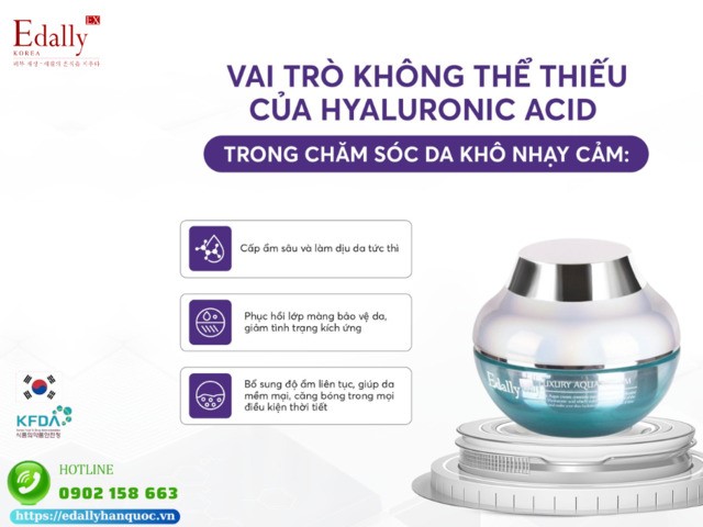 Vai trò không thể thiếu của Hyaluronic Acid (HA) trong chăm sóc da khô nhạy cảm