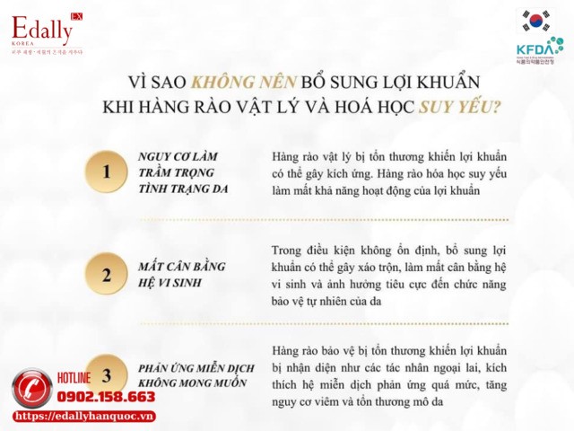 Vì sao không nên bổ sung lợi khuẩn khi hàng rào vật lý và hoá học của da suy yếu?