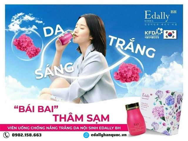 Viên uống chống nắng trắng da nội sinh Edally BH Hàn Quốc - Da trắng sáng, bái bai thâm sạm