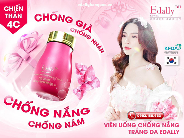 Chiến thần 4C - Viên uống chống nắng trắng da Edally BH Hàn Quốc