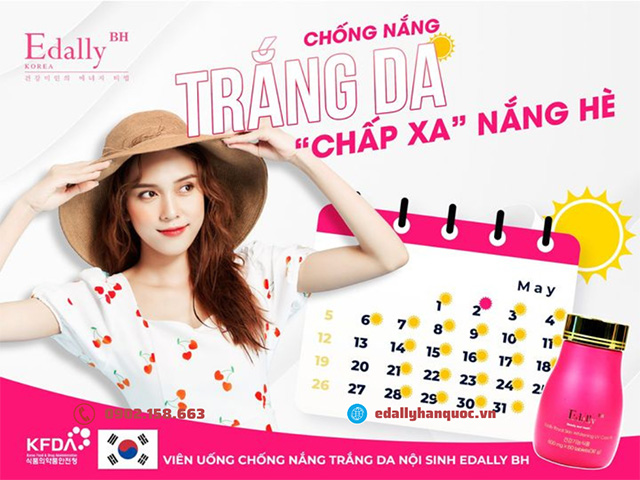 Viên uống trắng da chống nắng Edally BH - Chống nắng, trắng da cho làn da nhạy cảm chấp xa nắng hè