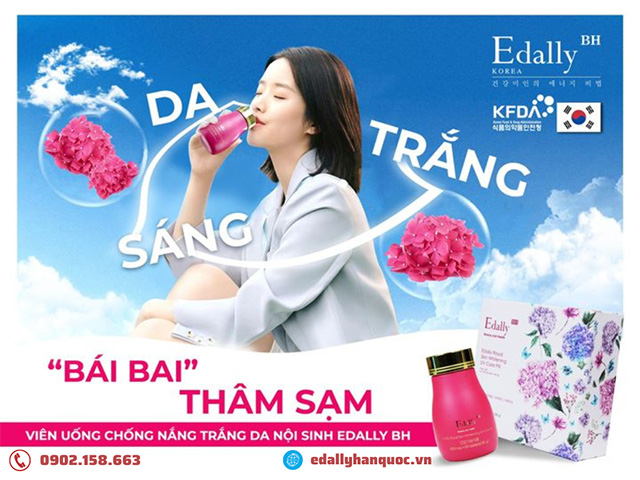 Viên uống trắng da chống nắng Edally BH - Da trắng sáng, bái bai thâm sạm trong mùa nắng nóng cho làn da nhạy cảm