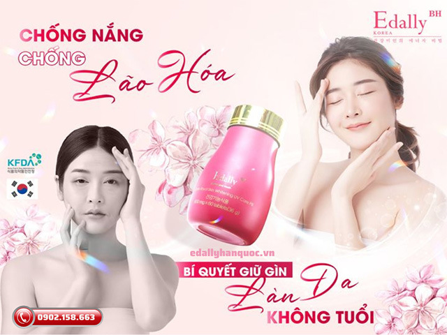 Viên uống chống nắng trắng da Edally BH Hàn Quốc - Bí quyết giữ gìn làn da không tuổi