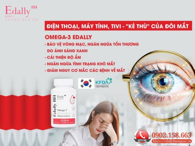 Viên uống dầu cá Omega-3 Edally BH Hàn Quốc - Bảo vệ toàn diện cho đôi mắt của bạn