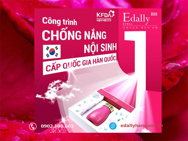 Viên uống trắng da chống nắng nội sinh Edally BH được cấp bằng sáng chế công trình chống nắng nội sinh cấp Quốc gia Hàn Quốc