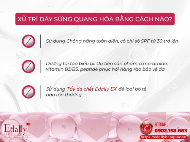Xử trí da bị dày sừng quang hóa bằng cách nào?